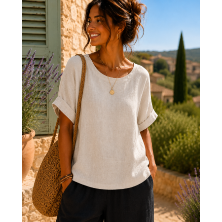 HAUT 100% LIN NATUREL ET...