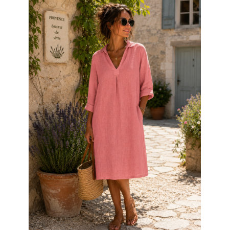 ROBE CAPRI PETIT COL 100%...