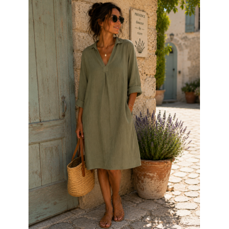 ROBE CAPRI PETIT COL 100%...