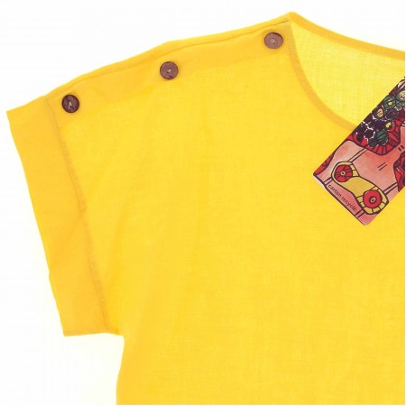 HAUT 100% LIN  BOUTONS JAUNE