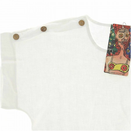 HAUT 100% LIN  BOUTONS BLANC