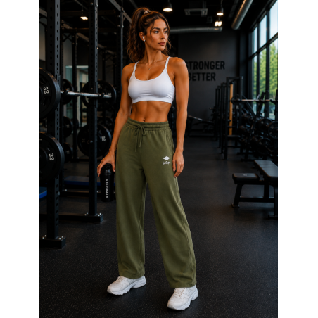 Bas de  jogging kaki femme, large, LEE COOPER  - Matière noble 19,90€