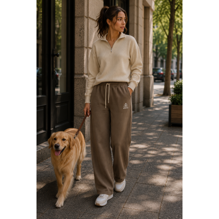 Pantalon jogging velours Wide Leg marron - Matière noble 23.90€