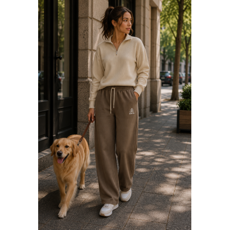 Pantalon jogging velours Wide Leg marron - Matière noble 23.90€