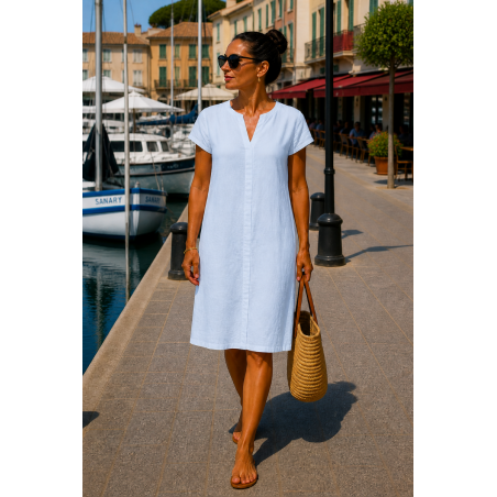 Robe lin manches courtes 100% lin Vegan - Matière noble