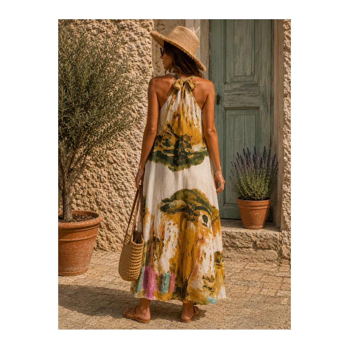 Robe Aquarelle 100 % lin naturel - Matière noble