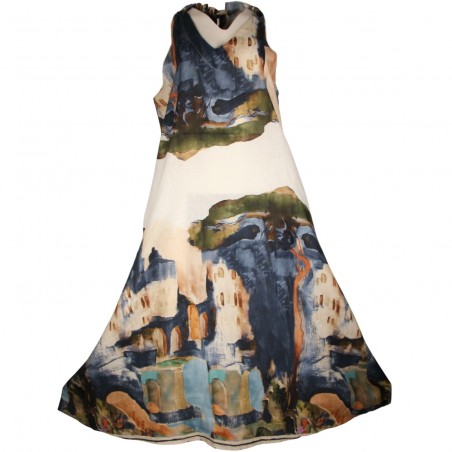 Robe Aquarelle 100 % lin naturel - Matière noble