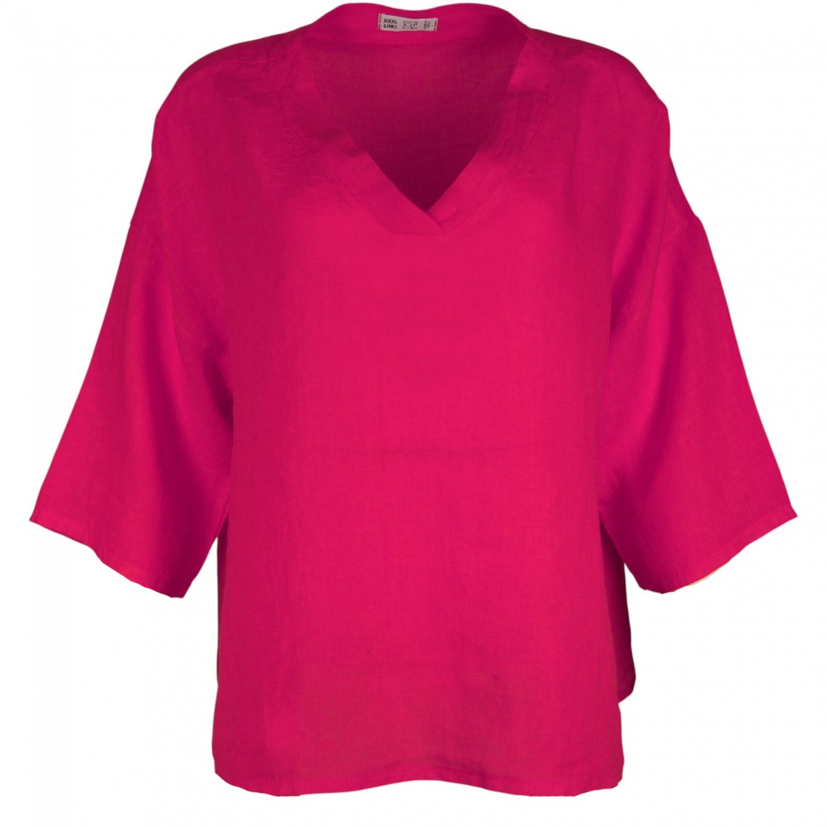 Haut en lin fuchsia  femme 100 % lin – Col V - Matière Noble