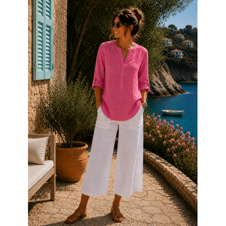 Tunique100% Lin naturel Vegan,  rose - Matière noble