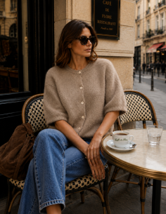 Gilet Roma Femme Manches Courtes Mohair 60% - Matière noble