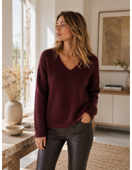 Pull Femme Col V Kid Mohair & Laine | Matière Noble