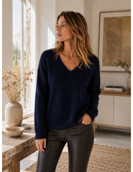Pull Femme Col V Kid Mohair & Laine | Matière Noble