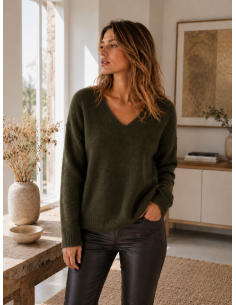 Pull Femme Col V Kid Mohair & Laine | Matière Noble