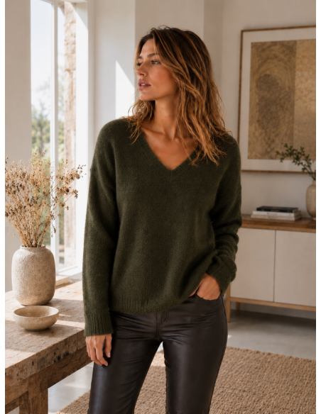Pull Femme Col V Kid Mohair & Laine | Matière Noble