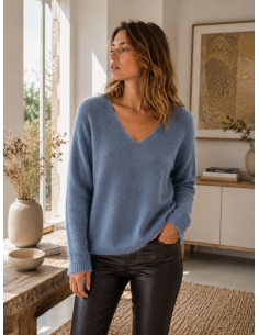 Pull Femme Col V Kid Mohair & Laine | Matière Noble