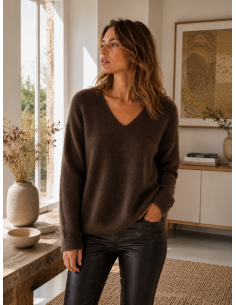 Pull Femme Col V Kid Mohair & Laine | Matière Noble