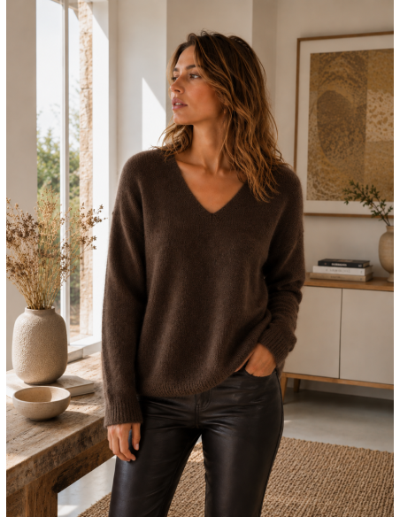 Pull Femme Col V Kid Mohair & Laine | Matière Noble