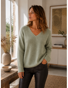 Pull Femme Col V Kid Mohair & Laine | Matière Noble