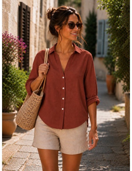 Chemise femme , divers coloris,100% Lin naturel, Vegan - Matière noble