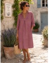 Robe Capri petit col 100% lin Vegan, divers coloris - Matière noble