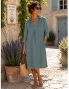 Robe Capri petit col 100% lin Vegan, divers coloris - Matière noble