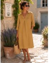 Robe Capri petit col 100% lin Vegan, divers coloris - Matière noble
