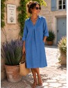Robe Capri petit col 100% lin Vegan, divers coloris - Matière noble