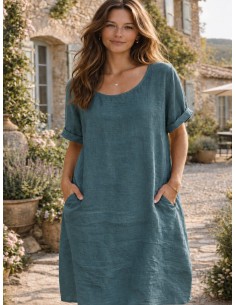 Robe 100% lin Vegan taupe- Matière noble
