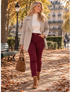 Pantalon stretch marine femme - Matière noble 29,90€