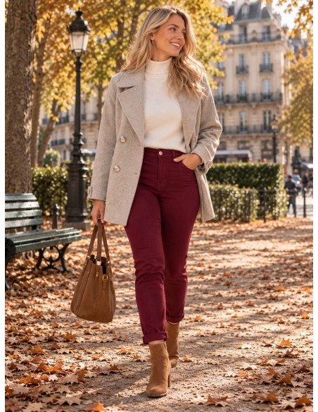 Pantalon stretch marine femme - Matière noble 29,90€