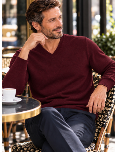 Pull Homme Col V Laine et Cachemire | Matière Noble