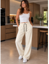 Jogging femme ivoire coupe large à strass | Matière Noble