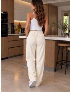 Jogging femme ivoire coupe large à strass | Matière Noble 2