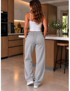 Jogging femme gris coupe large à strass | Matière Noble 2