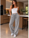 Jogging femme gris coupe large à strass | Matière Noble