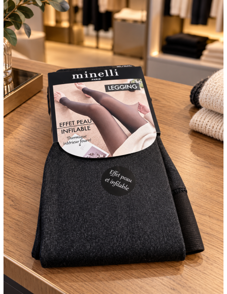 Legging thermique noir effet peau fourré Minelli - Matière Noble