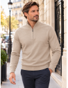 Pull Homme Col zippé Laine/Cachemire, divers coloris | Matière Noble