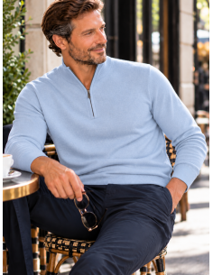 Pull Homme Col zippé Laine/Cachemire, divers coloris | Matière Noble