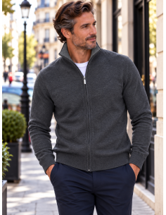 Gilet homme Cachemire, laine et soie anthracite - Matière noble 39.90€