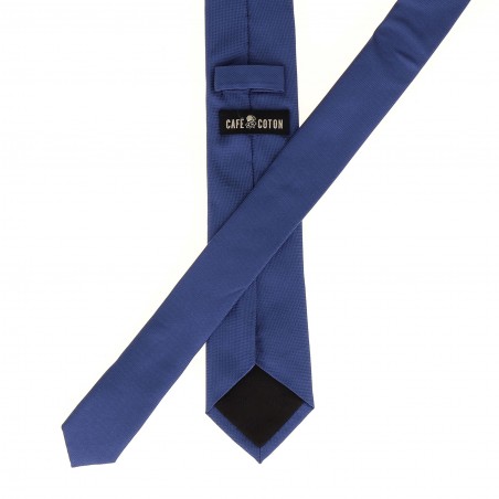 Cravate CAFE COTON Bleu Roy DURHAM 4 - 100% Soie