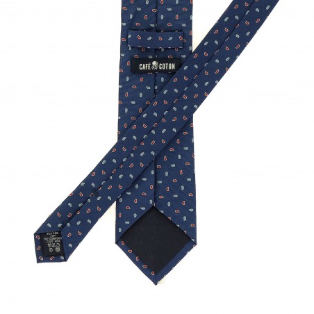 CRAVATE CAFE COTON BLEUE PETITS MOTIFS KINGSTON 2