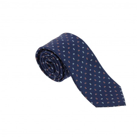 CRAVATE CAFE COTON BLEUE PETITS MOTIFS KINGSTON 2
