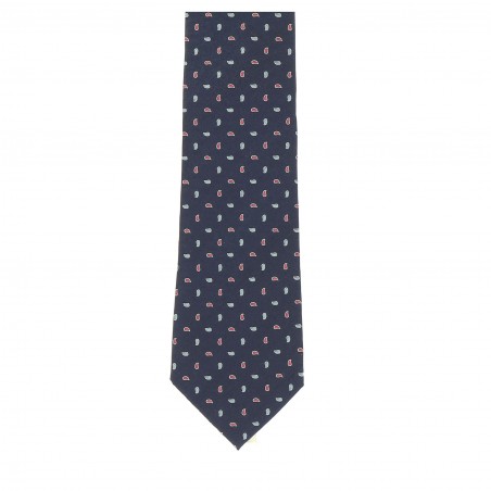 CRAVATE CAFE COTON BLEU MARINE  ET MOTIFS KINGSTON 1