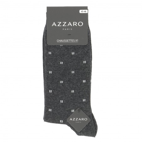 Chaussettes mi- hautes grise pour homme, AZZARO logo
