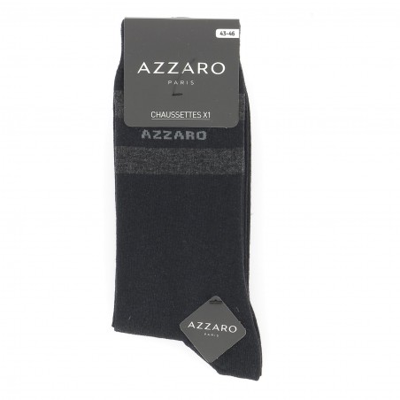 Chaussettes mi- hautes bleu marine pour homme, AZZARO logo