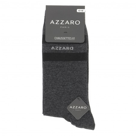 Chaussettes mi- hautes bleu marine pour homme, AZZARO logo
