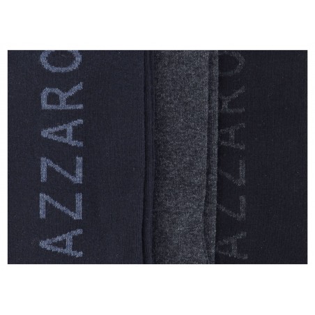 Chaussettes azzaro mi- hautes lot de trois paires logo, bleu marine pour homme,