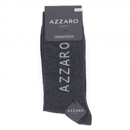 Chaussettes azzaro mi- hautes lot de trois paires logo, bleu marine pour homme,