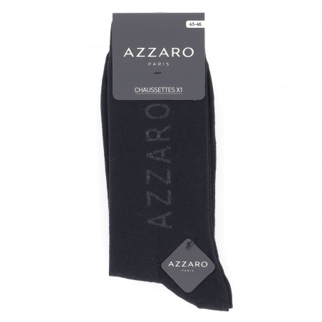 Chaussettes azzaro mi- hautes lot de trois paires logo, bleu marine pour homme,