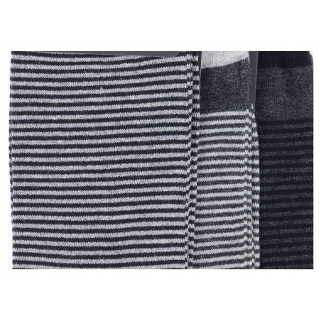 Chaussettes mi- hautes azzaro, lot 3 paires à rayures, gris, marine, noir